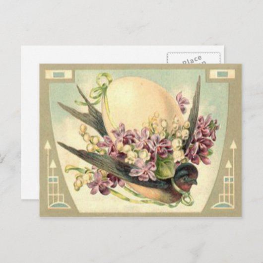 谷の鳴き鳥のイースターエッグのクロッカスユリ シーズンポストカード (正面/裏面)