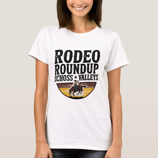 谷を横切るRodeo丸めエコー Tシャツ (正面)