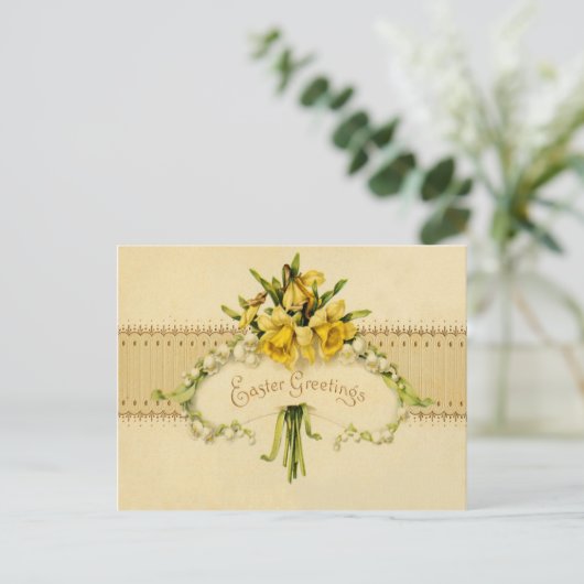 谷イースターのスイセンのラッパスイセンユリ シーズンポストカード (スタンド正面)