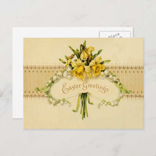 谷イースターのスイセンのラッパスイセンユリ シーズンポストカード (正面/裏面)