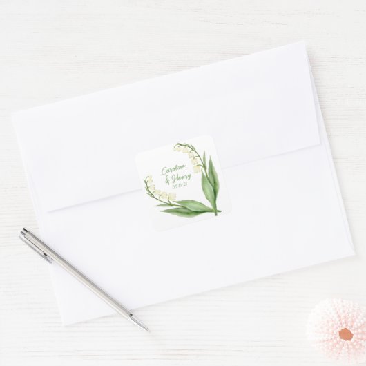 谷エレガントのユリパーソナライズされた結婚ー スクエアシール (封筒)