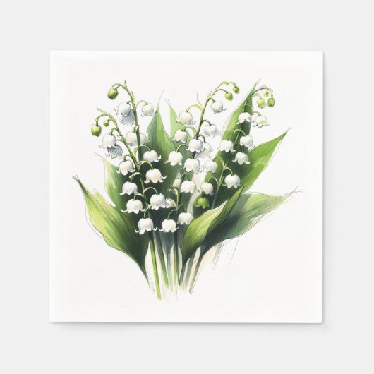 谷エレガントのリリー水の色フローラ スタンダードカクテルナプキン (正面)