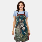 谷エレガントの花のロバとユリ エプロン (着用した状態)