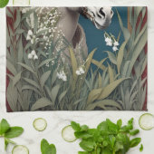 谷エレガントの花のロバとユリ キッチンタオル (折り畳み)