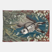 谷エレガントの花のロバとユリ キッチンタオル (横)