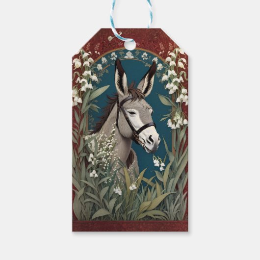 谷エレガントの花のロバとユリ ギフトタグ (正面)