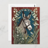 谷エレガントの花のロバとユリ ポストカード (正面/裏面)