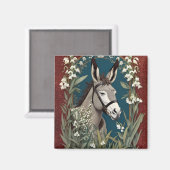 谷エレガントの花のロバとユリ マグネット (正面/裏面)