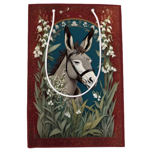 谷エレガントの花のロバとユリ ミディアムペーパーバッグ (正面)