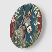 谷エレガントの花のロバとユリ ラージ壁時計 (傾斜)