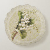 谷及びレースの花のヴィンテージの枕のユリ ラウンドクッション (裏面)