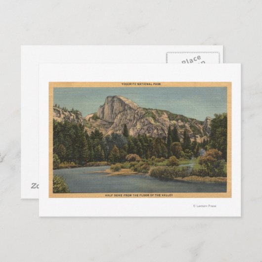 谷床からのハーフドームのビュー ポストカード (正面/裏面)