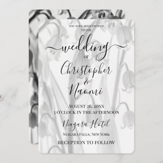 谷花の独自のB&W X線リリーを作成 招待状 (正面/裏面)