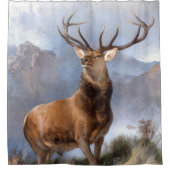 谷間のオオシカの野性生物の動物のシャワー・カーテンの(昆虫)オオカバマダラ、モナーク シャワーカーテン (正面)