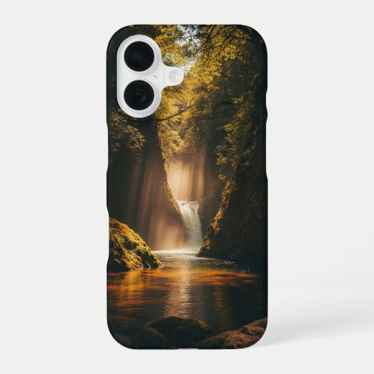 谷間の秘境の滝 iPhone 16ケース (裏面)