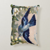 谷鳥のヴィンテージのブルーバードの花ユリ アクセントクッション (裏面(縦))
