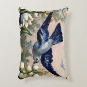 谷鳥のヴィンテージのブルーバードの花ユリ アクセントクッション (正面(垂直))