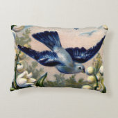 谷鳥のヴィンテージのブルーバードの花ユリ アクセントクッション (裏面)