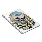 谷鳥のヴィンテージのブルーバードの花ユリ ノートブック (右側)