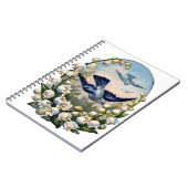 谷鳥のヴィンテージのブルーバードの花ユリ ノートブック (左側)