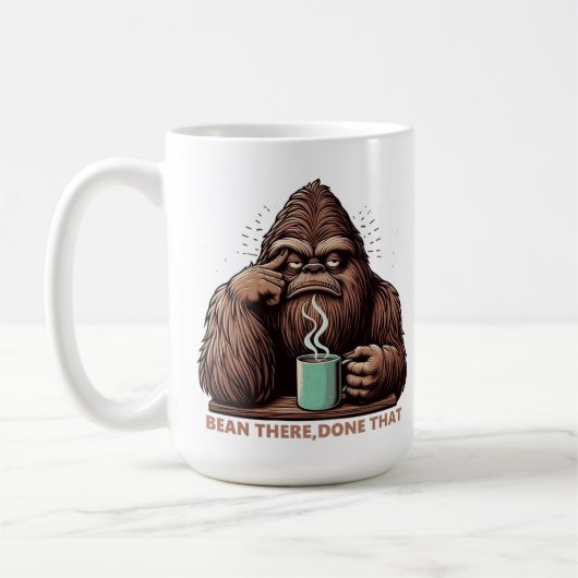 豆あそこで、行った – Bigfootおもしろいデザイン コーヒーマグカップ (左)