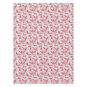 豆とエンドウ色の赤い灰色の白い模様 テーブルクロス (正面)