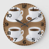 豆とチョコレートを入れたコーヒーカップ ラージ壁時計 (正面)