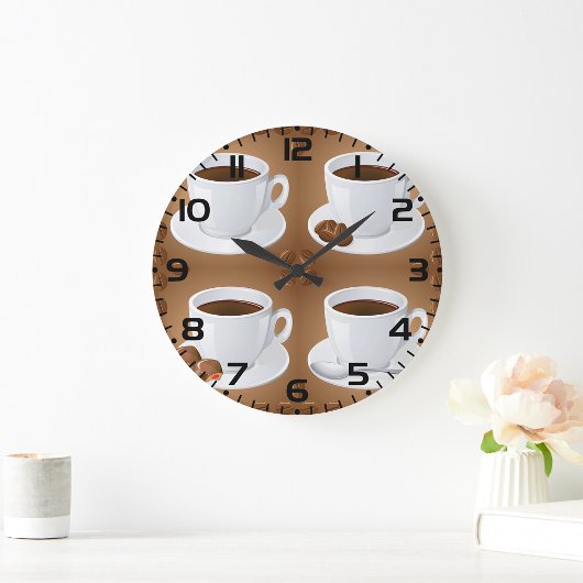 豆とチョコレートを入れたコーヒーカップ ラージ壁時計