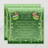 豆のさやにアフリカ系アメリカ人のベビーを示す性別 招待状 (正面/裏面)