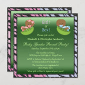 豆のさやにアフリカ系アメリカ人のベビーを示す性別 招待状 (正面/裏面)