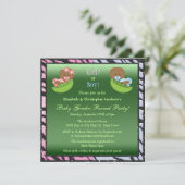 豆のさやにアフリカ系アメリカ人のベビーを示す性別 招待状 (スタンド正面)