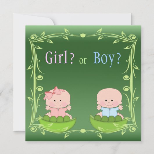 豆のさやの中にベビーを現すかわいい性 招待状 (裏面)