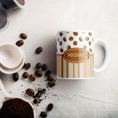 豆のカスタムコーヒーパターンのコーヒーマグ コーヒーマグカップ