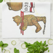 豆のポットを運んでいるヴィンテージのテディー・ベア キッチンタオル (折り畳み)