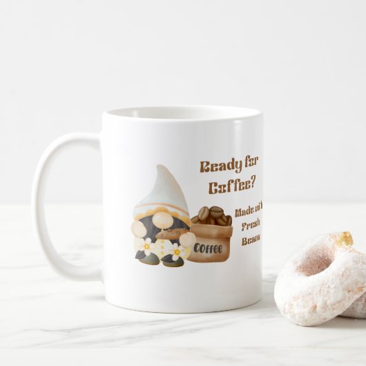 豆の格言とバッグでコーヒーの準備 コーヒーマグカップ (ドーナツ)