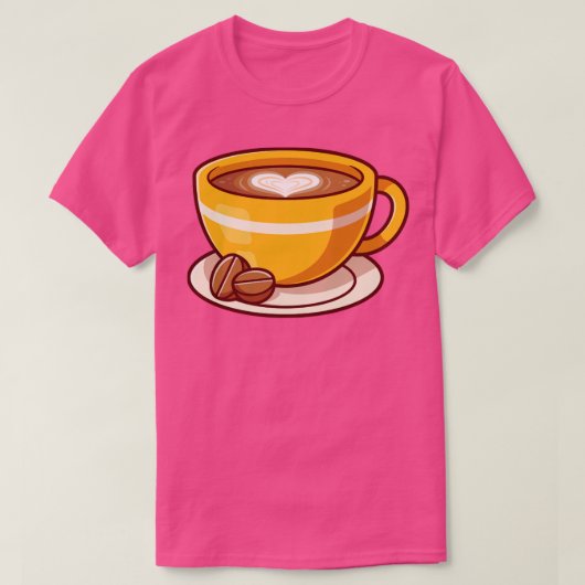豆の漫画とコーヒーラブフォーム Tシャツ (デザイン正面)