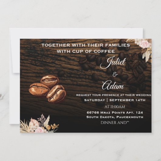 豆は素朴なモダンコエレガントヒ結婚ー 招待状 (正面)