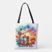 豆またはNo Beans Chili料理カウボーイ1 カスタム トートバッグ (裏面)