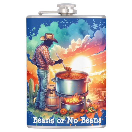 豆またはNo Beans Chili料理カウボーイ1 フラスク (正面)