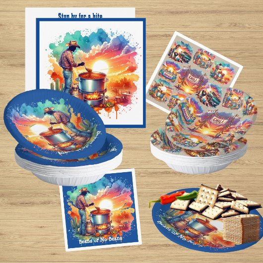 豆またはNo Beans Chili料理カウボーイ1 ペーパーボウル