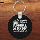 豆もしのバッグにコーンホールビールを頼む キーホルダー (正面)