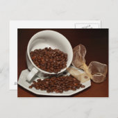 豆を使ったコーヒーカップ ポストカード (正面/裏面)
