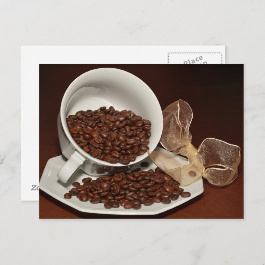 豆を使ったコーヒーカップ ポストカード (正面/裏面)