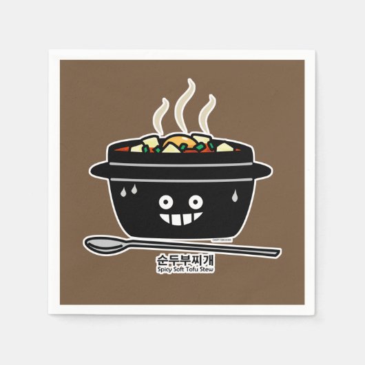 豆腐のシチュースープSundubuの韓国のぴりっとする柔らかいjjigae スタンダードカクテルナプキン (正面)