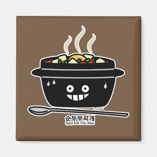 豆腐のシチュースープSundubuの韓国のぴりっとする柔らかいjjigae マグネット (正面)