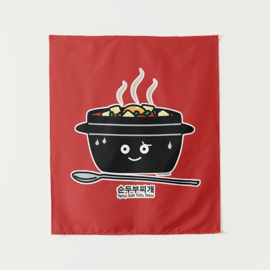 豆腐のシチュースープSundubuの韓国のぴりっとする柔らかいjjigae ho タペストリー (正面)