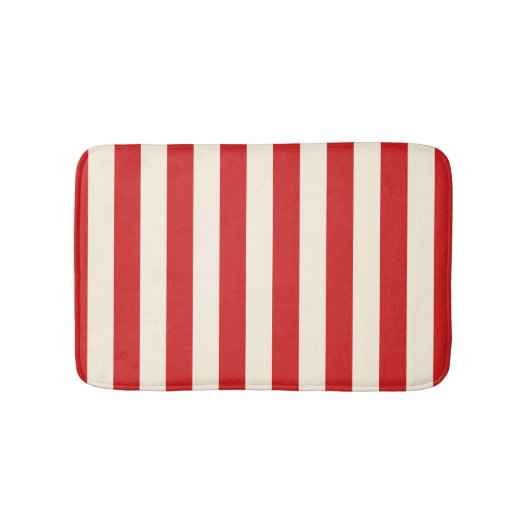 豆腐クリームポストボックス赤ストライプ色 バスマット (正面)