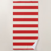 豆腐クリームポストボックス赤ストライプ色 ビーチタオル (正面)