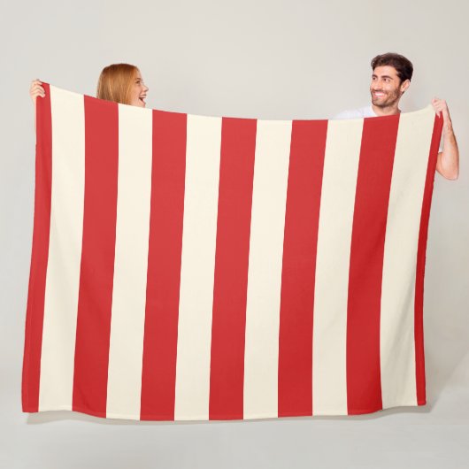 豆腐クリームポストボックス赤ストライプ色 フリースブランケット (インサイチュ)