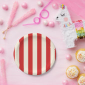 豆腐クリームポストボックス赤ストライプ色 ペーパープレート (パーティー)